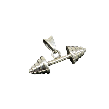 925 sterling silver barbell dumbbell gym pendant by Tribal Ornaments, showcasing handcrafted workout jewelry design.