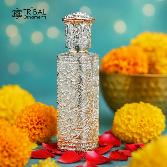 925 sterling silver handmade fabulous floral work trinket box, container box, sindur/kumkum box, Vermilion brides art stb375 - TRIBAL ORNAMENTS