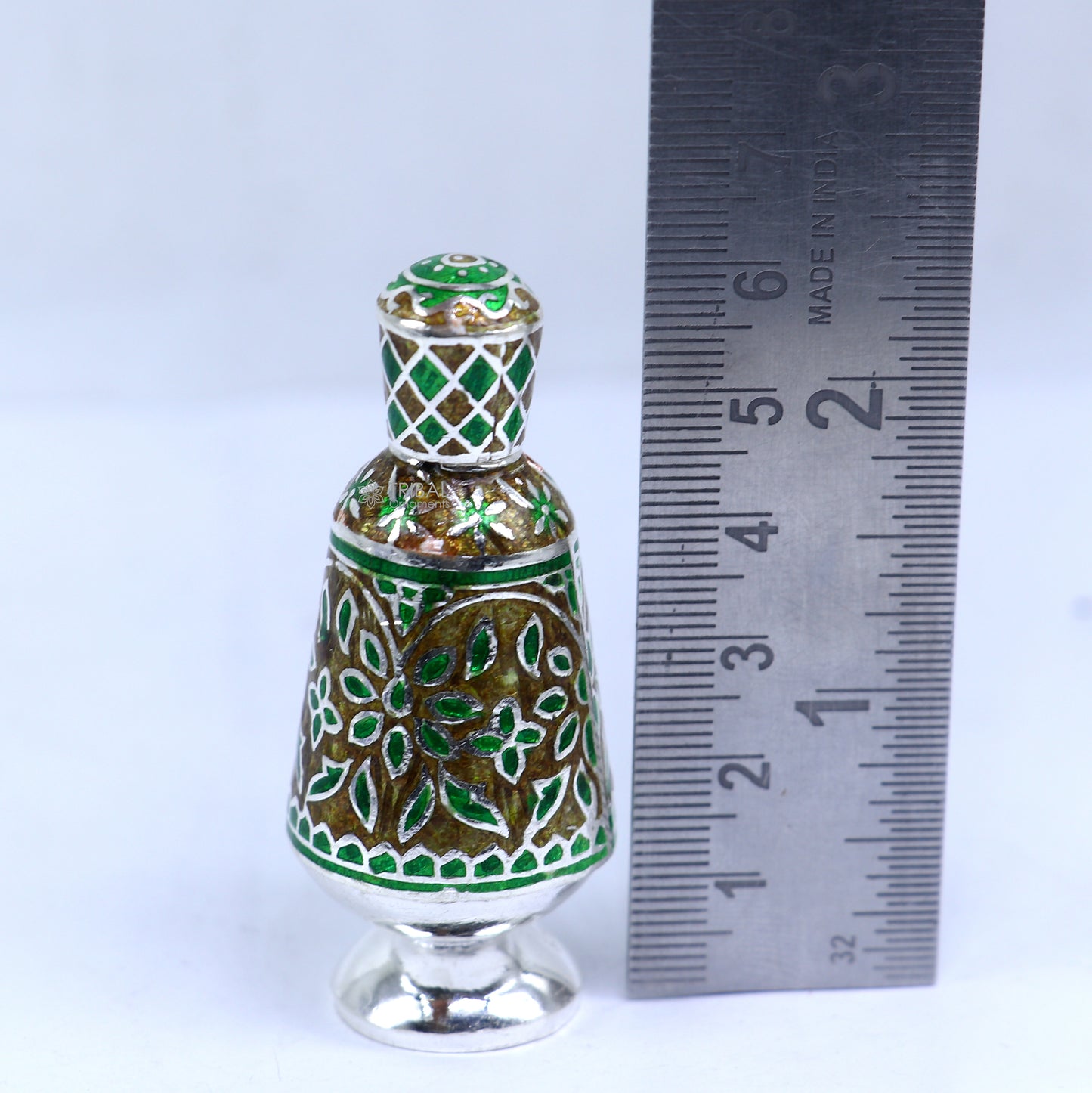 925 Sterling silver handmade fabulous meenakari trinket box, container box, casket box, sindoor box, enamel work customized  box stb862 - TRIBAL ORNAMENTS