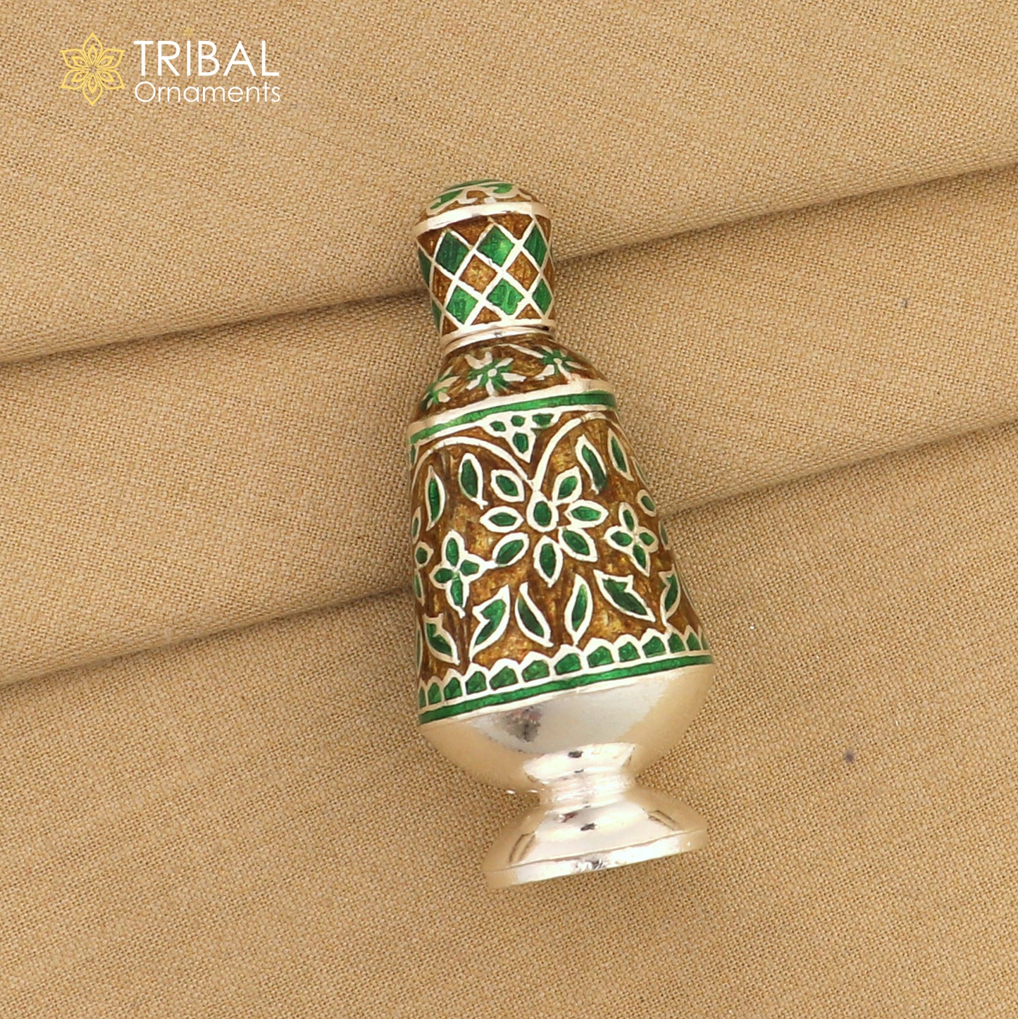 925 Sterling silver handmade fabulous meenakari trinket box, container box, casket box, sindoor box, enamel work customized  box stb862 - TRIBAL ORNAMENTS