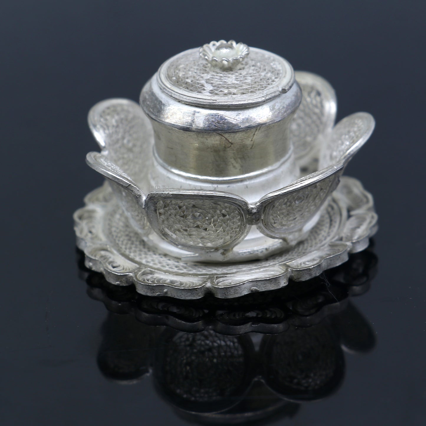 925 Sterling silver handmade fabulous meenakari trinket box, container box, casket box, sindoor box, enamel work customized  box stb863 - TRIBAL ORNAMENTS