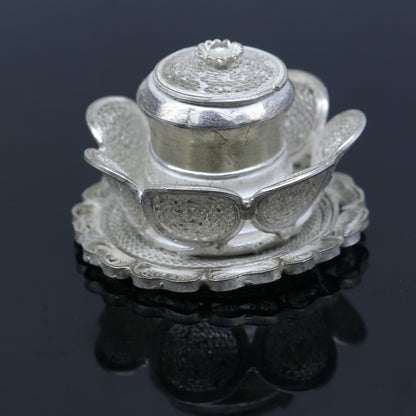 925 Sterling silver handmade fabulous meenakari trinket box, container box, casket box, sindoor box, enamel work customized  box stb863 - TRIBAL ORNAMENTS