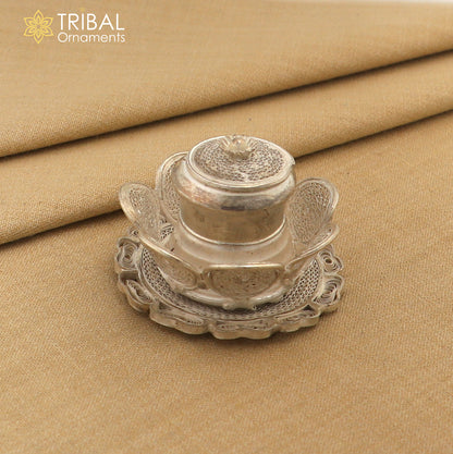 925 Sterling silver handmade fabulous meenakari trinket box, container box, casket box, sindoor box, enamel work customized  box stb863 - TRIBAL ORNAMENTS