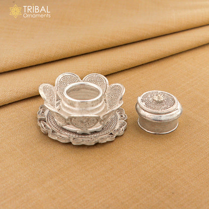 925 Sterling silver handmade fabulous meenakari trinket box, container box, casket box, sindoor box, enamel work customized  box stb863 - TRIBAL ORNAMENTS