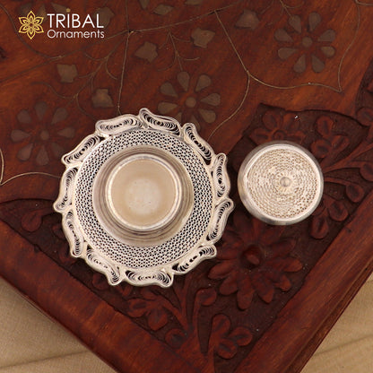 925 Sterling silver handmade fabulous meenakari trinket box, container box, casket box, sindoor box, enamel work customized  box stb865 - TRIBAL ORNAMENTS
