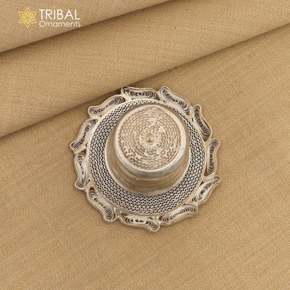 925 Sterling silver handmade fabulous meenakari trinket box, container box, casket box, sindoor box, enamel work customized  box stb865 - TRIBAL ORNAMENTS