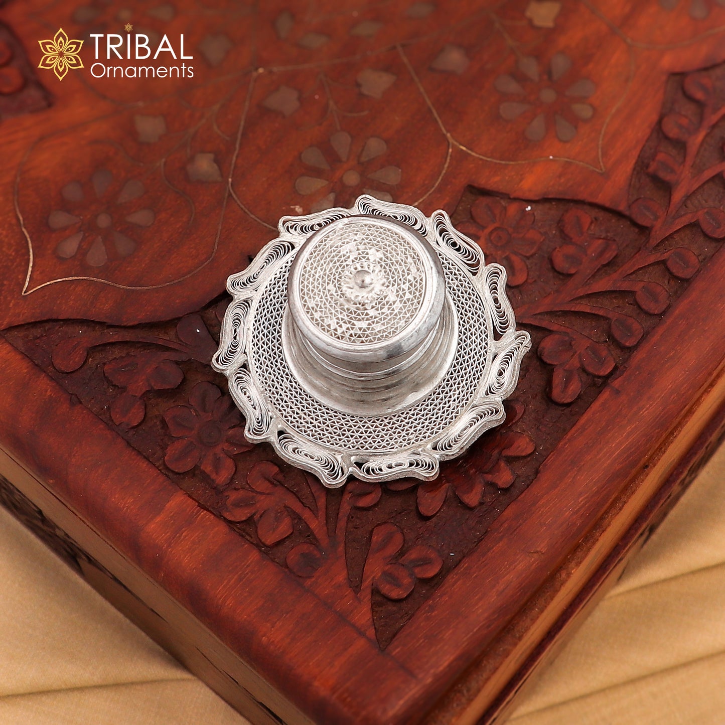 925 Sterling silver handmade fabulous meenakari trinket box, container box, casket box, sindoor box, enamel work customized  box stb865 - TRIBAL ORNAMENTS