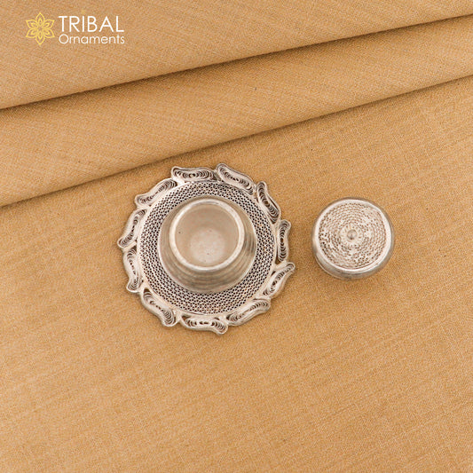 925 Sterling silver handmade fabulous meenakari trinket box, container box, casket box, sindoor box, enamel work customized  box stb865 - TRIBAL ORNAMENTS