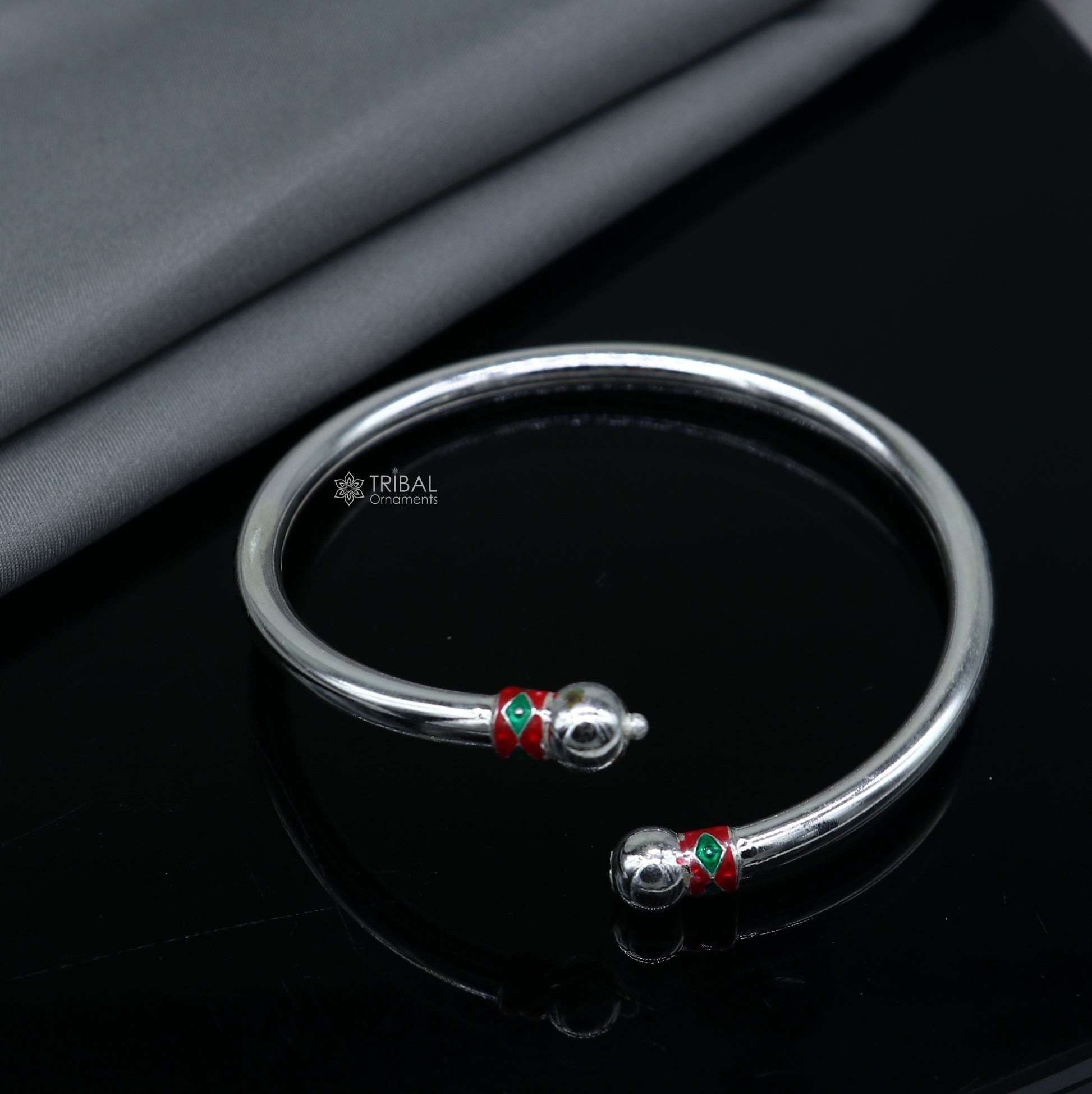 925 sterling silver handmade fabulous plain shine design bangle bracelet kada jewelry, single ball kada bangle nba427 - TRIBAL ORNAMENTS