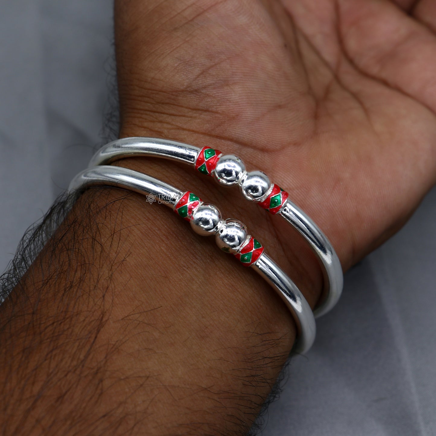 925 sterling silver handmade fabulous plain shine design bangle bracelet kada jewelry, single ball kada bangle nba427 - TRIBAL ORNAMENTS