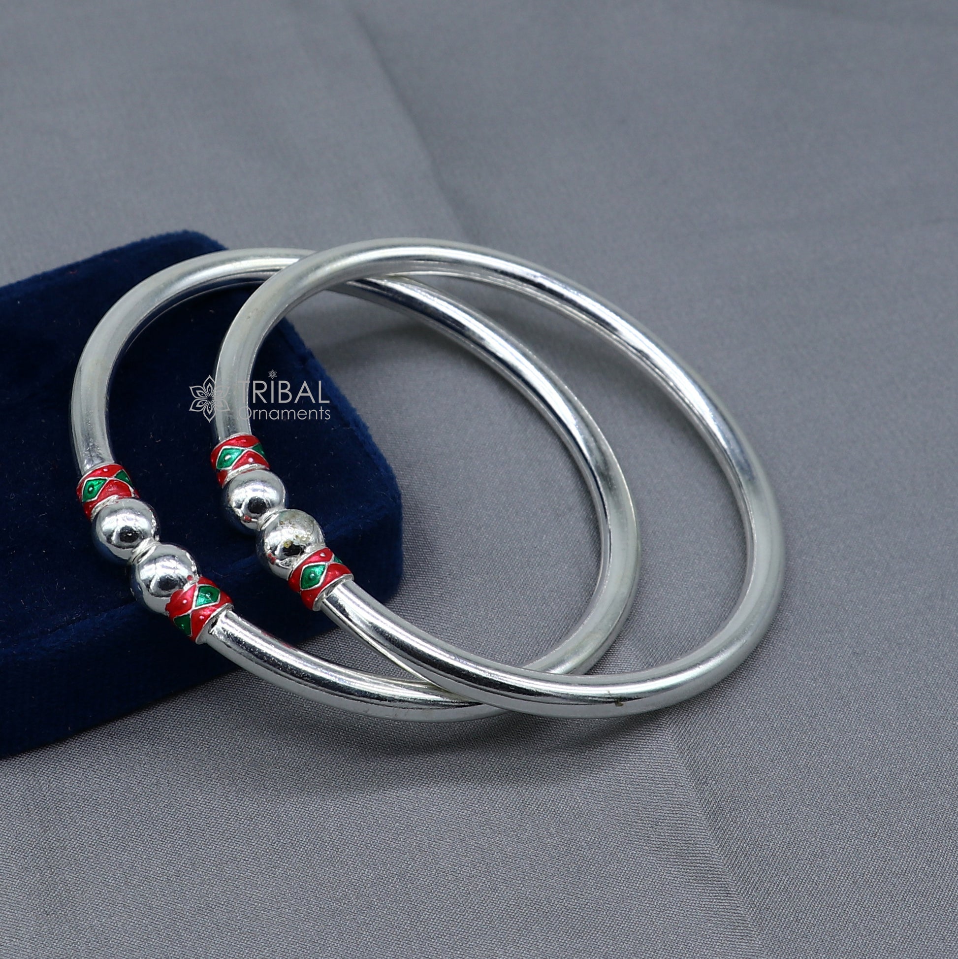 925 sterling silver handmade fabulous plain shine design bangle bracelet kada jewelry, single ball kada bangle nba427 - TRIBAL ORNAMENTS