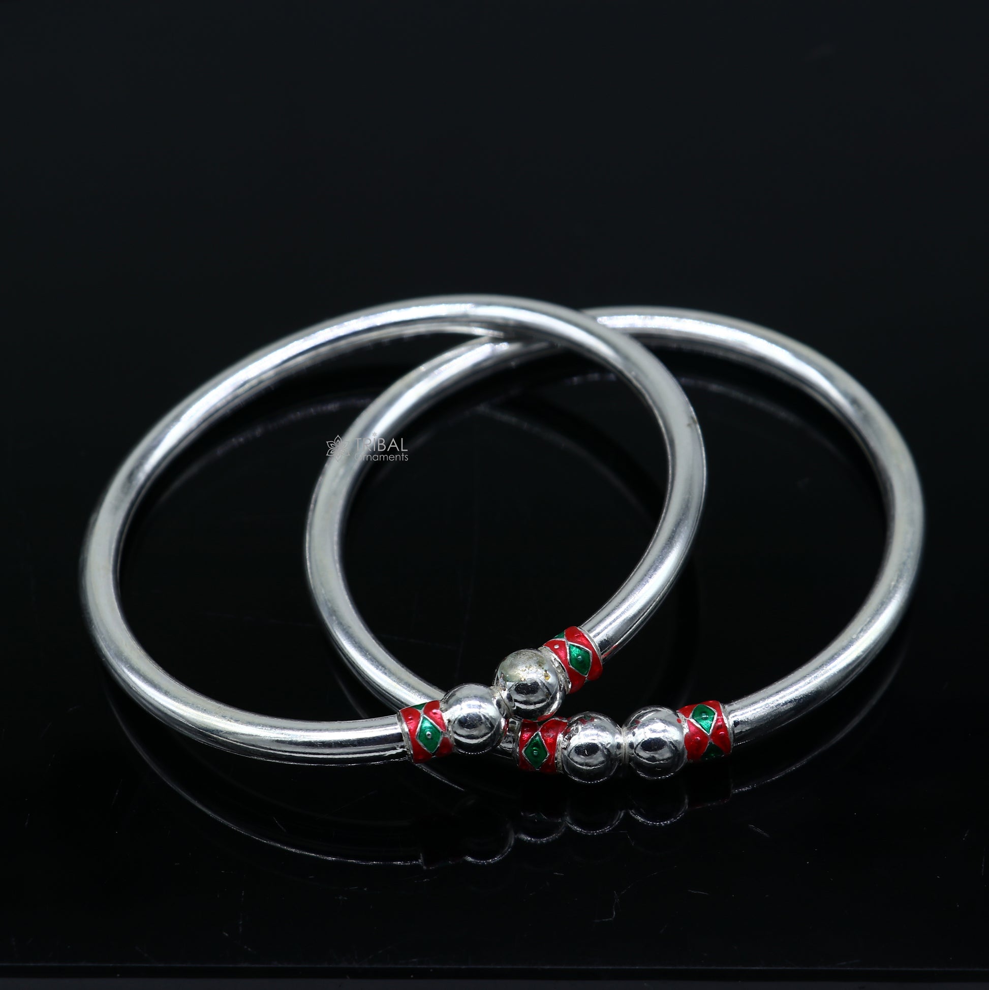 925 sterling silver handmade fabulous plain shine design bangle bracelet kada jewelry, single ball kada bangle nba427 - TRIBAL ORNAMENTS