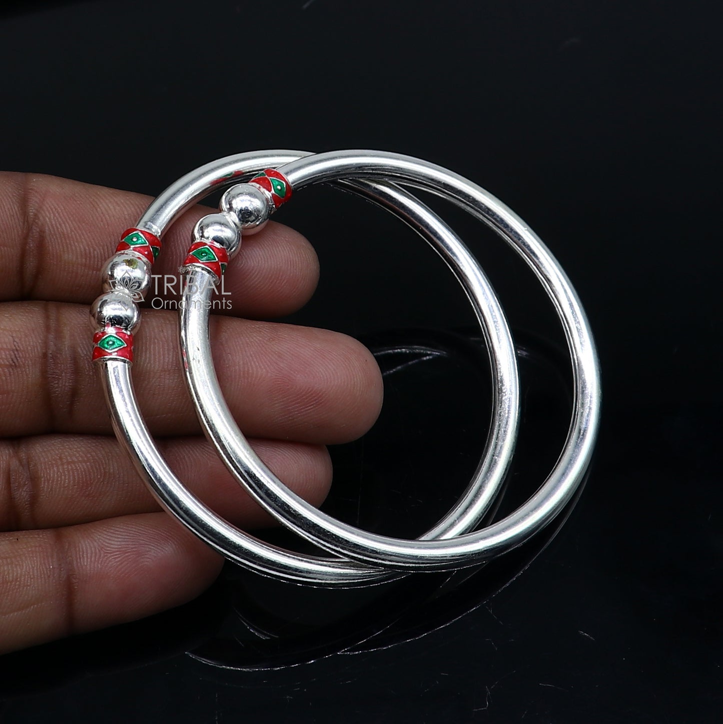 925 sterling silver handmade fabulous plain shine design bangle bracelet kada jewelry, single ball kada bangle nba427 - TRIBAL ORNAMENTS