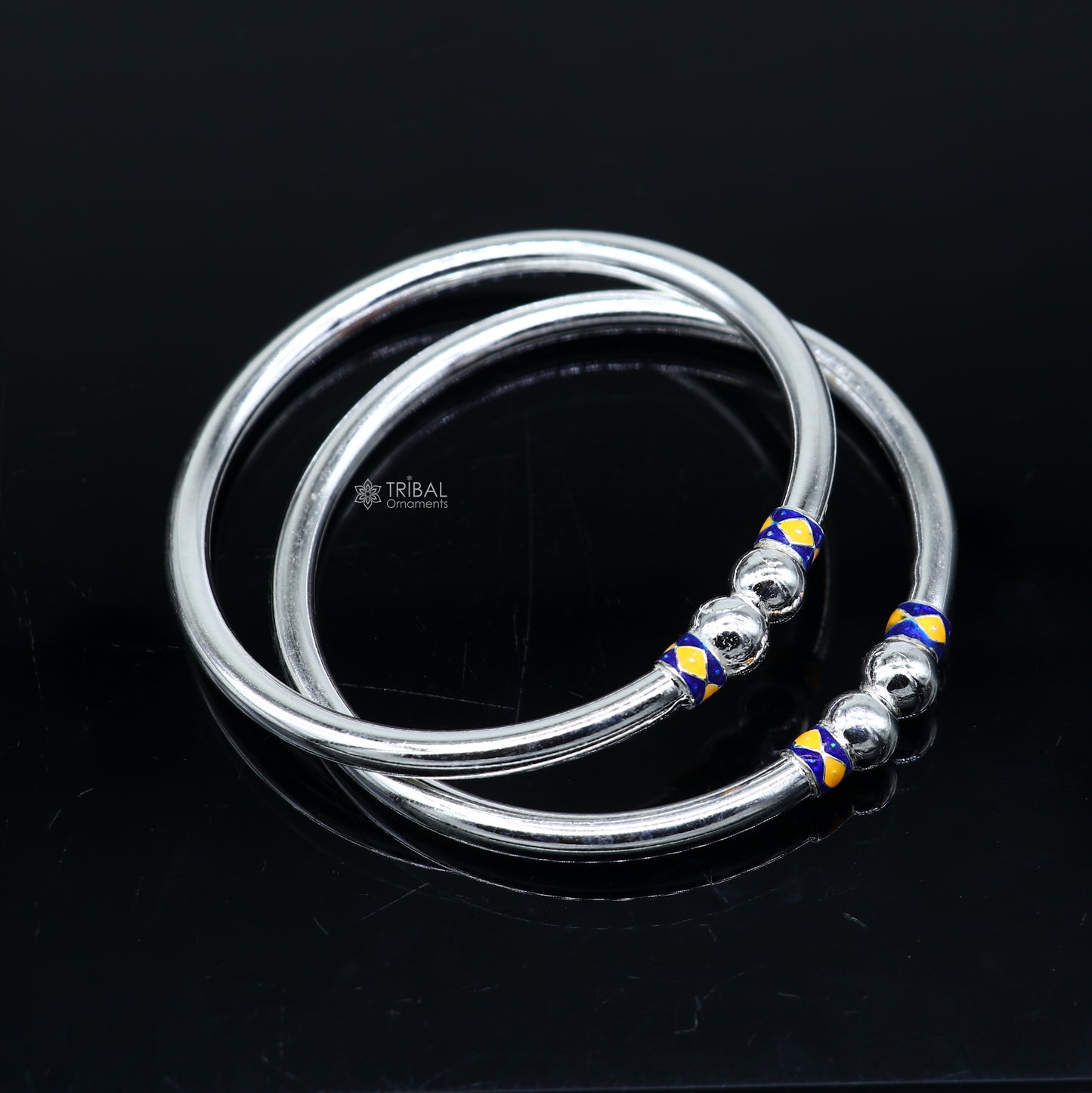 925 sterling silver handmade fabulous plain shine design bangle bracelet kada jewelry, single ball kada bangle nba428 - TRIBAL ORNAMENTS