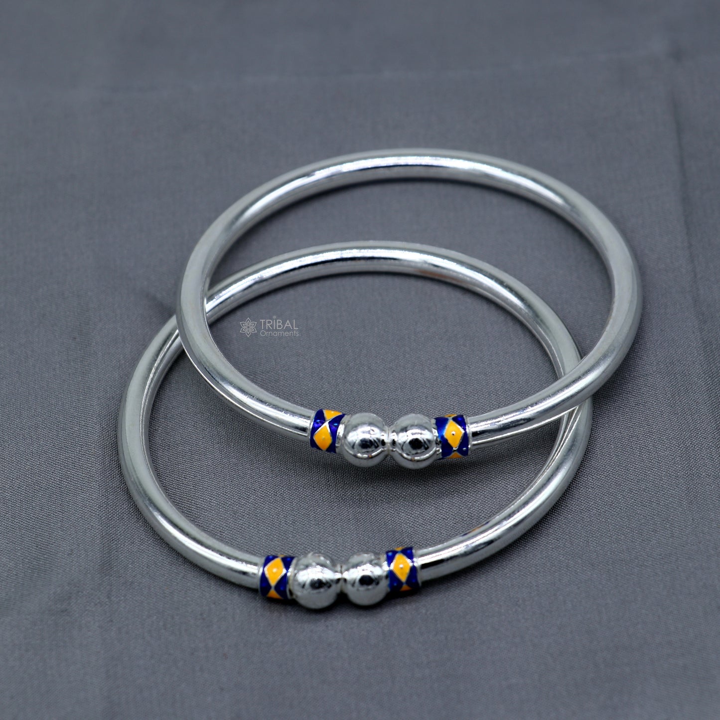 925 sterling silver handmade fabulous plain shine design bangle bracelet kada jewelry, single ball kada bangle nba428 - TRIBAL ORNAMENTS