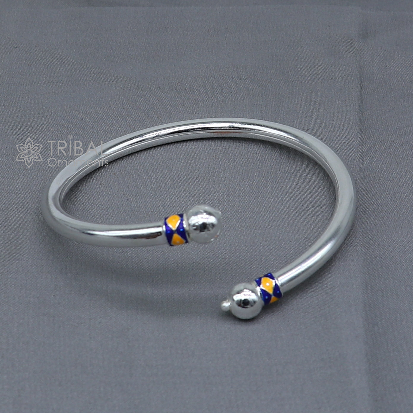 925 sterling silver handmade fabulous plain shine design bangle bracelet kada jewelry, single ball kada bangle nba428 - TRIBAL ORNAMENTS