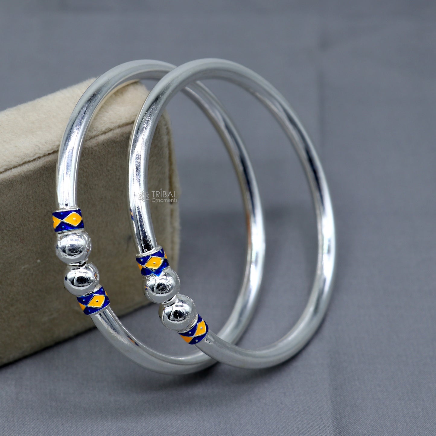 925 sterling silver handmade fabulous plain shine design bangle bracelet kada jewelry, single ball kada bangle nba428 - TRIBAL ORNAMENTS