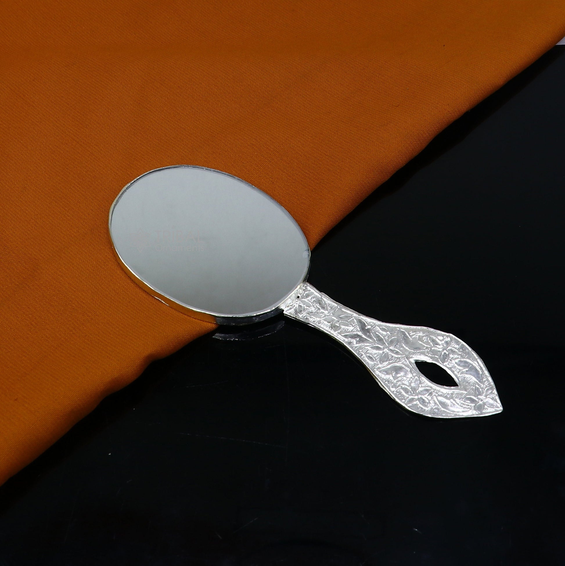 925 sterling silver handmade fabulous vintage style handmade mirror frame, amazing royal brides gifting article from India  sf27 - TRIBAL ORNAMENTS