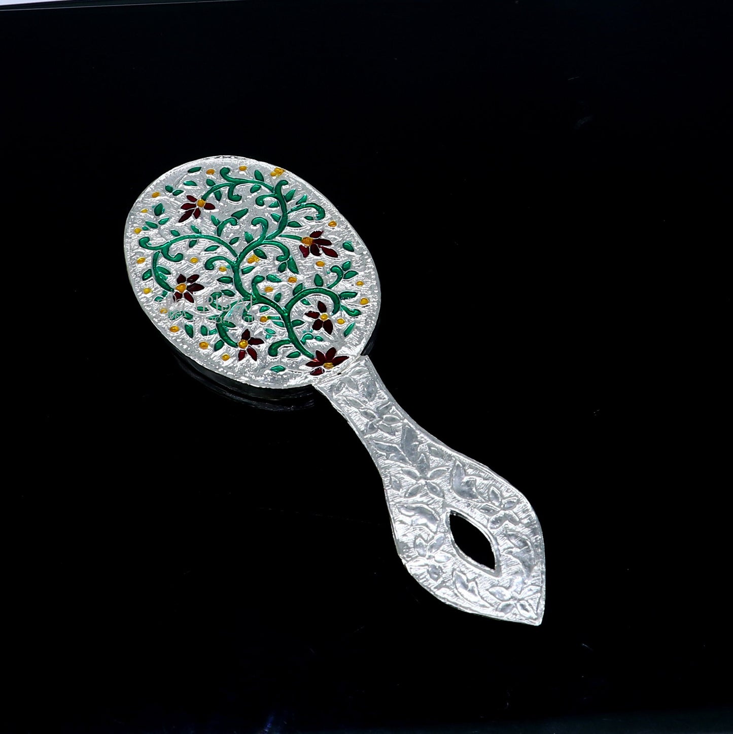 925 sterling silver handmade fabulous vintage style handmade mirror frame, amazing royal brides gifting article from India  sf27 - TRIBAL ORNAMENTS