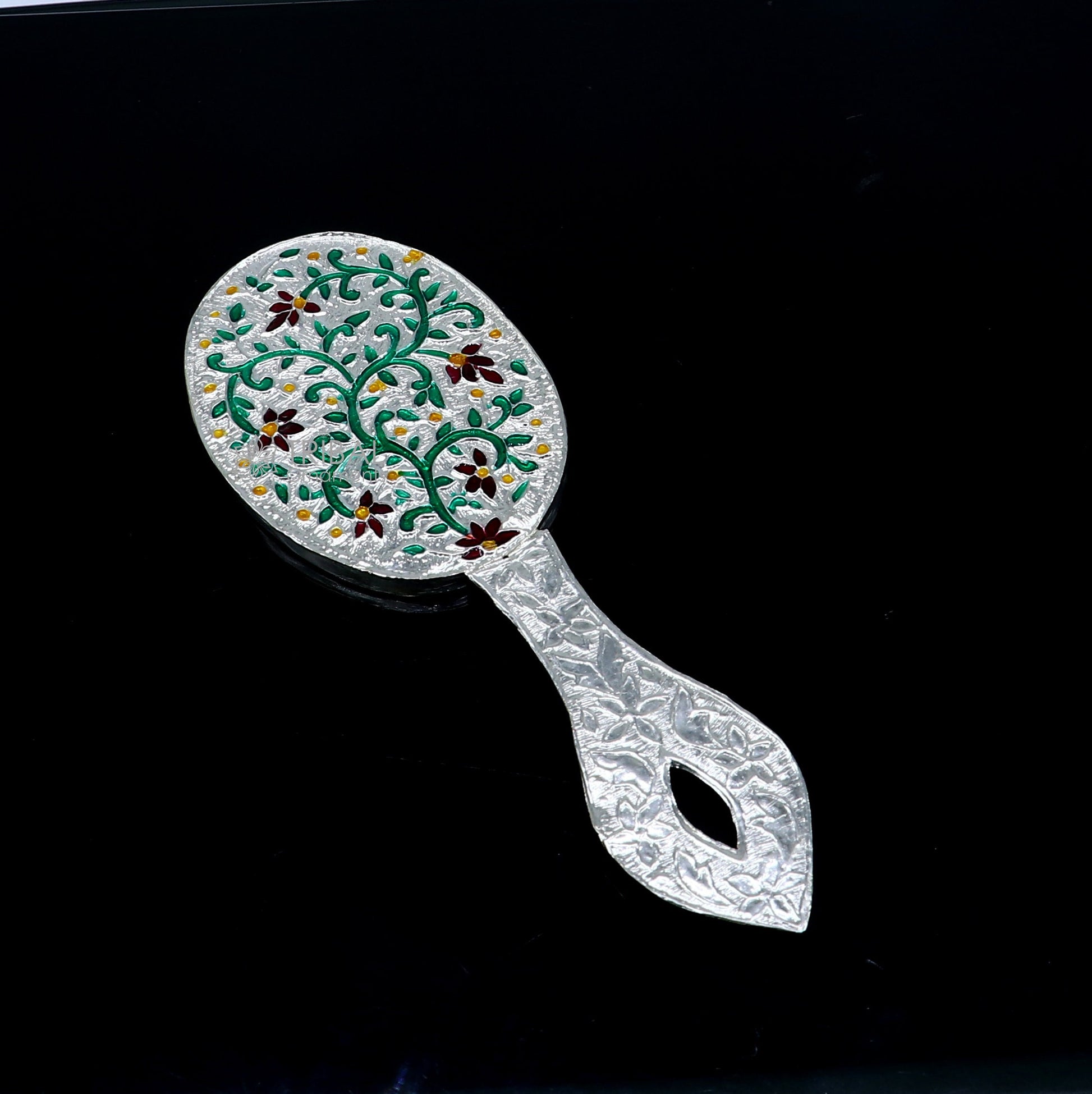 925 sterling silver handmade fabulous vintage style handmade mirror frame, amazing royal brides gifting article from India  sf27 - TRIBAL ORNAMENTS