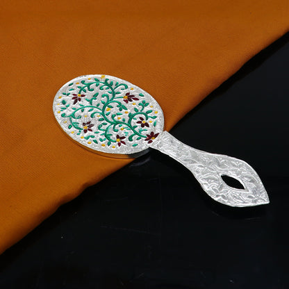 925 sterling silver handmade fabulous vintage style handmade mirror frame, amazing royal brides gifting article from India  sf27 - TRIBAL ORNAMENTS