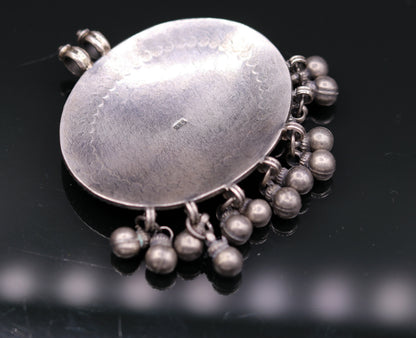925 sterling silver handmade fabulous vintage tribal design deity pendant necklace from Rajasthan India with bells tribal jewelry nsp238 - TRIBAL ORNAMENTS