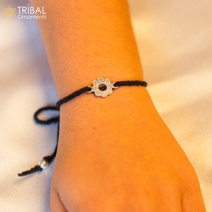 925 sterling silver handmade flower design nazarbattu unisex kids bracelet & baby/ girl's anklet nb123 - TRIBAL ORNAMENTS