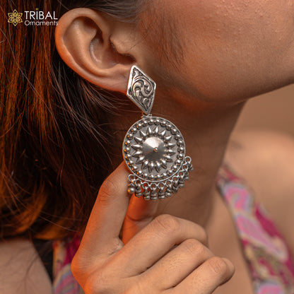 925 Sterling silver handmade flower design stud earrings hanging drops, excellent customized penalized bridesmaid girls jewelry ear1092 - TRIBAL ORNAMENTS