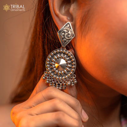 925 Sterling silver handmade flower design stud earrings hanging drops, excellent customized penalized bridesmaid girls jewelry ear1092 - TRIBAL ORNAMENTS