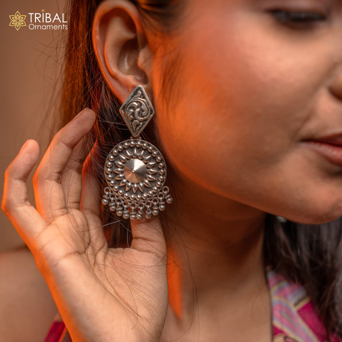 925 Sterling silver handmade flower design stud earrings hanging drops, excellent customized penalized bridesmaid girls jewelry ear1092 - TRIBAL ORNAMENTS