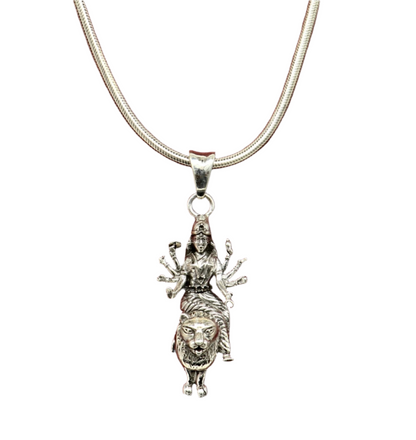 925 sterling silver handmade Goddess Bhawani Durga Maa pendant, unisex tribal jewelry locket, personalized religious jewelry by Tribal Ornaments