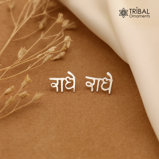 925 Sterling silver handmade goddess " Radhe"  stud earring solid silver unisex cultural divine jewelry  s1308 - TRIBAL ORNAMENTS