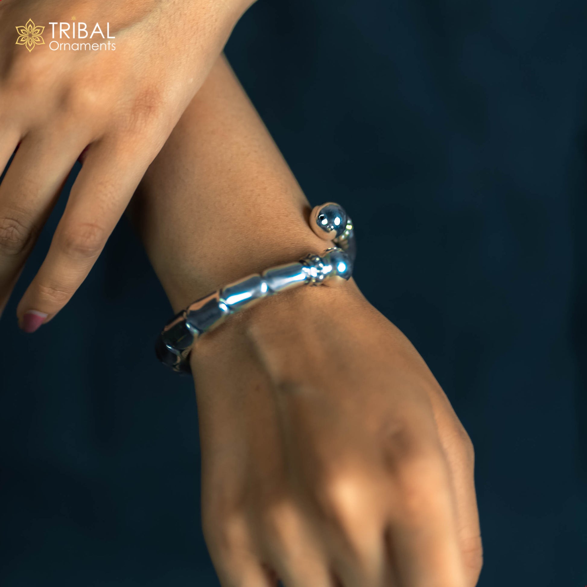 Sterling silver customized work bangle cuff bracelet with vintage design, unisex stylish jewelry by TRIBAL ORNAMENTS.