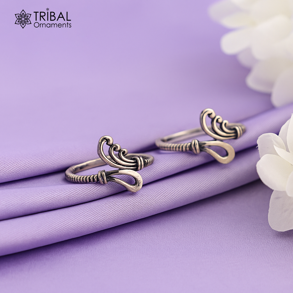 925 sterling silver handmade gorgeous design vintage style toe ring, best gifting tiny tone ring 925 stamped jewelry from india ytr05 - TRIBAL ORNAMENTS