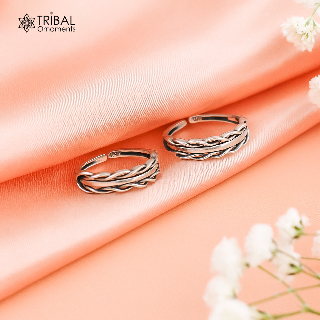 925 sterling silver handmade gorgeous design vintage style toe ring, best gifting tiny tone ring 925 stamped jewelry from india ytr07 - TRIBAL ORNAMENTS