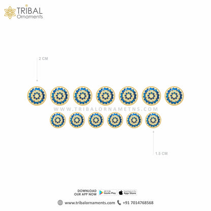 Set of 13 handmade 925 sterling silver floral design buttons from TRIBAL ORNAMENTS for men's coats or suits.