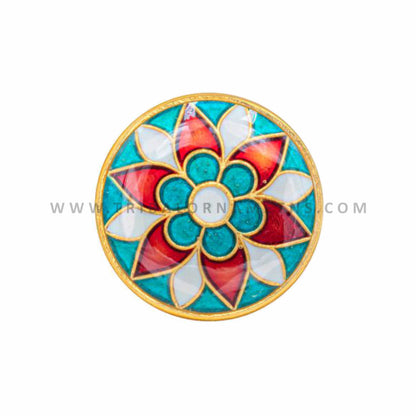 Set of 13 handmade 925 sterling silver men's coat buttons with green and red flower meenakari design, decorative fancy jewelry.