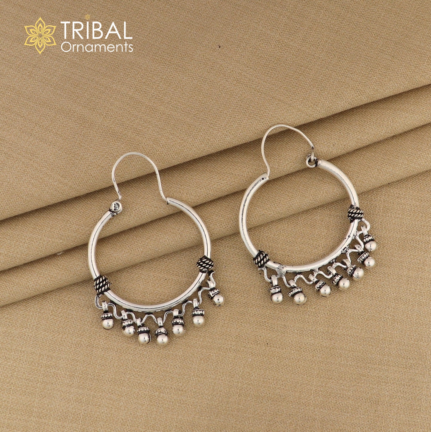 925 sterling silver handmade gorgeous hoops earring with fabulous hanging drops,excellent customized earring tribal belly dance jewelry s857 - TRIBAL ORNAMENTS