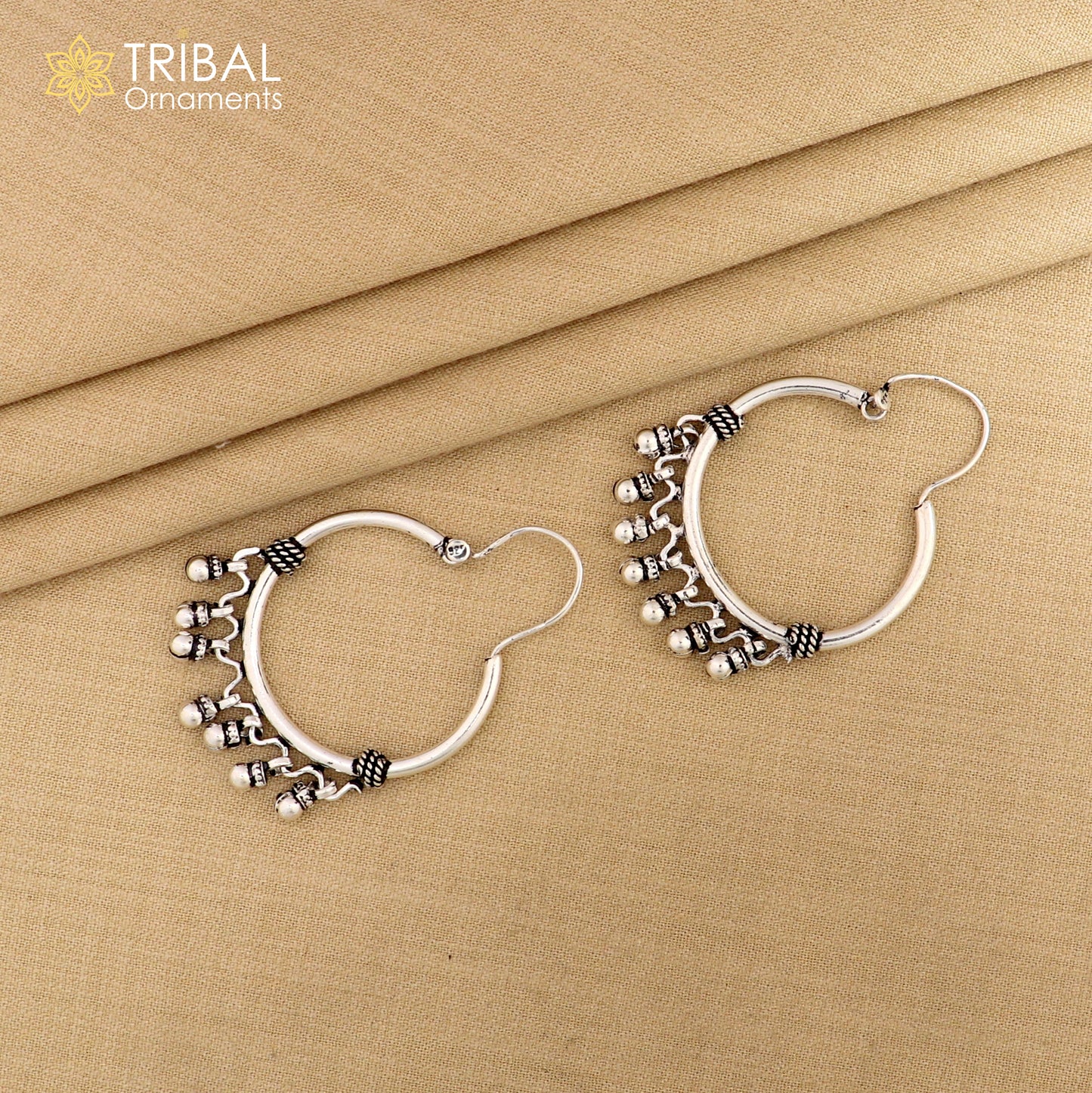 925 sterling silver handmade gorgeous hoops earring with fabulous hanging drops,excellent customized earring tribal belly dance jewelry s857 - TRIBAL ORNAMENTS