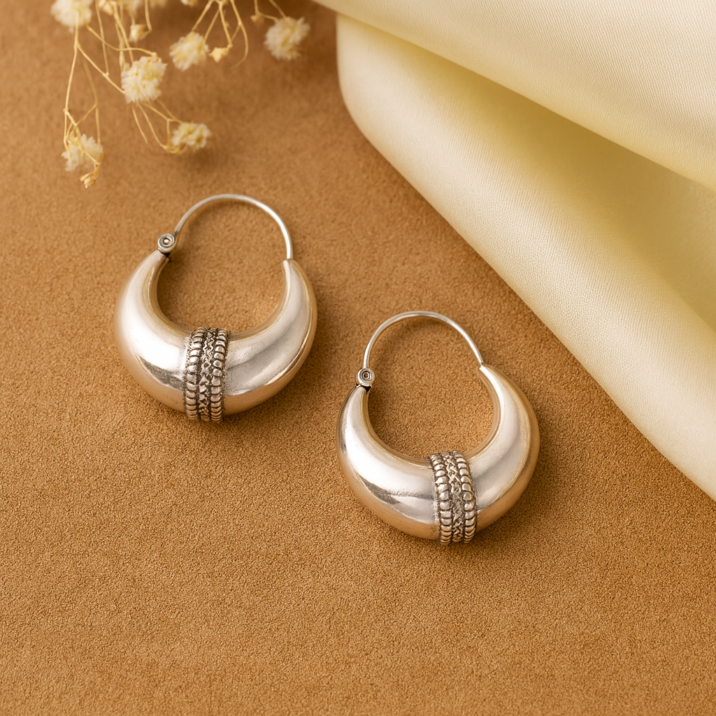 925 sterling silver handmade gorgeous hoops stud earring bali, excellent customized vintage design belly dance personalized gift ske8 - TRIBAL ORNAMENTS