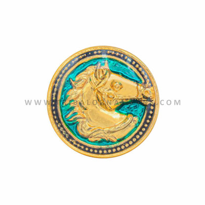 Set of 13 handmade 925 sterling silver horse face design buttons with gold polish for men's coat or suit.