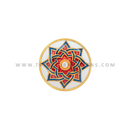Set of 13 handmade 925 sterling silver men's coat buttons with red mandala meenakari design by TRIBAL ORNAMENTS.