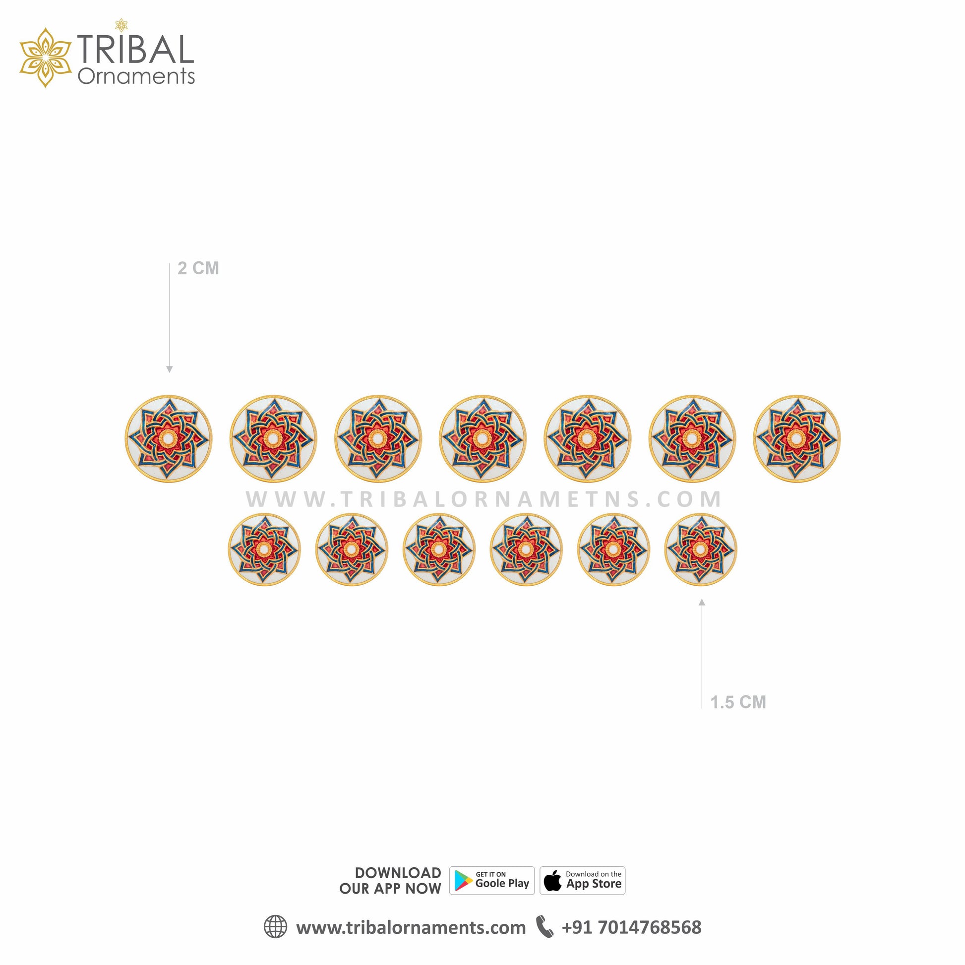 925 Sterling silver handmade gorgeous red mandala design meenakari buttons set of 13 pc for men's coat or suit, best jewelry for all occasions btn62 - TRIBAL ORNAMENTS