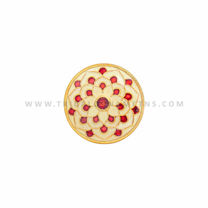 Set of 13 handmade 925 sterling silver men's buttons with red Minakari design, suitable for coat or suit accessories.