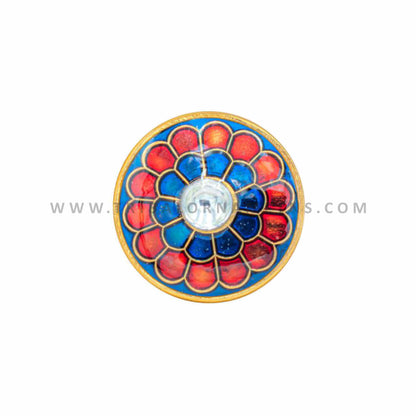 Set of 13 handmade 925 sterling silver red round meenakari design fancy buttons for men's coat or suit, tribal ornaments style.