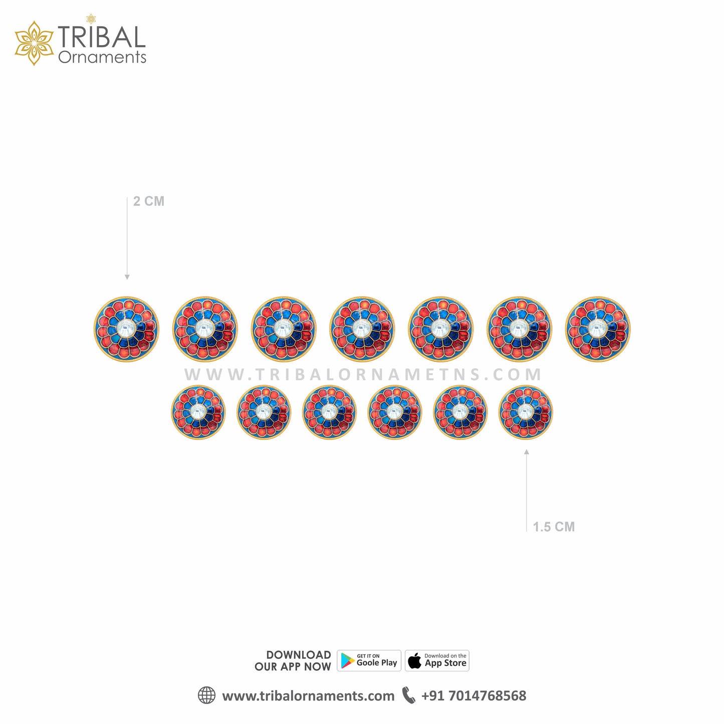 925 Sterling silver handmade gorgeous  red round shape meenakari design fancy buttons set of 13 pc for men's coat or suit, best jewelry for all occasions btn64 - TRIBAL ORNAMENTS