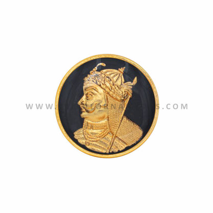 Set of 13 handmade 925 silver gold-polished buttons featuring Maharana Pratap design for men's coat or suit by Tribal Ornaments