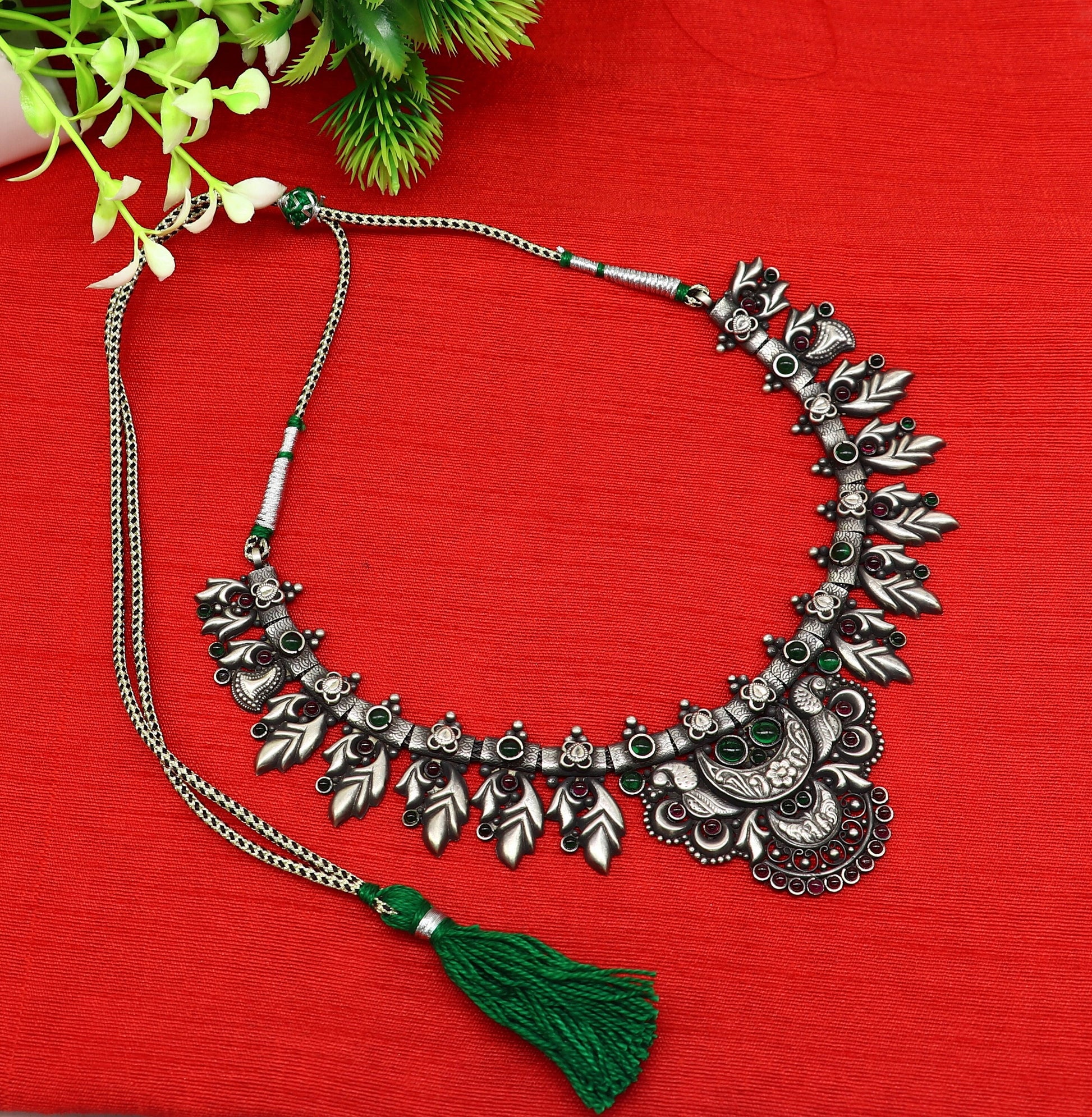 925 sterling silver handmade gorgeous vintage stylish designer necklace, wedding brides ustomized belly dance Guttapusalu necklace set236 - TRIBAL ORNAMENTS