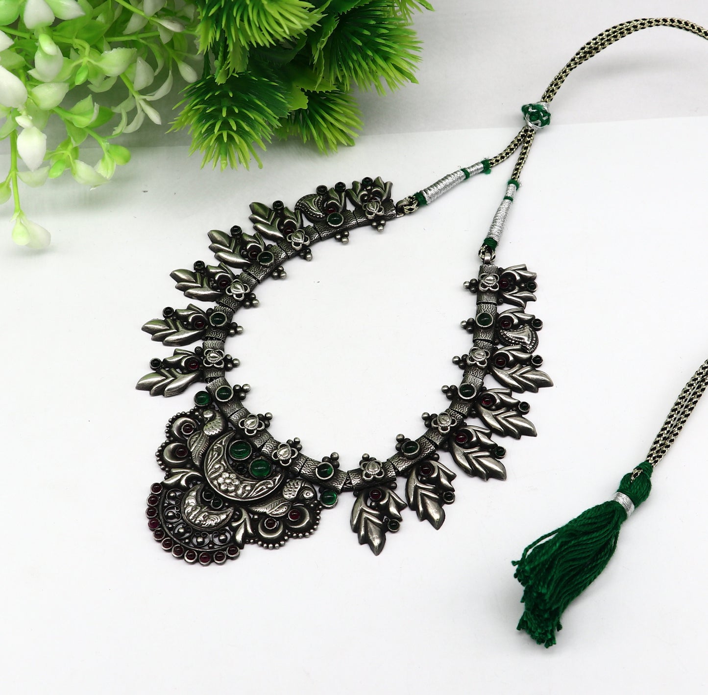 925 sterling silver handmade gorgeous vintage stylish designer necklace, wedding brides ustomized belly dance Guttapusalu necklace set236 - TRIBAL ORNAMENTS