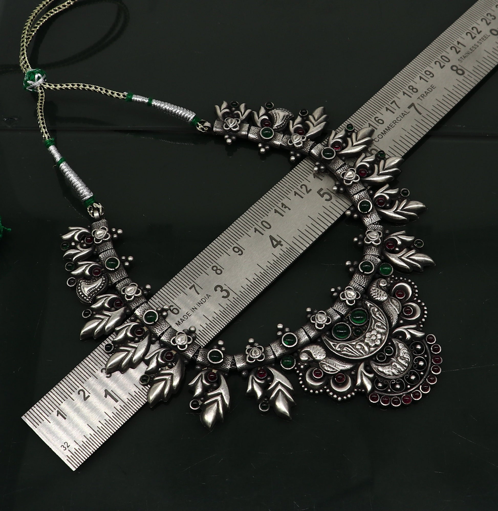 925 sterling silver handmade gorgeous vintage stylish designer necklace, wedding brides ustomized belly dance Guttapusalu necklace set236 - TRIBAL ORNAMENTS